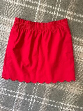 J.Crew linen cotton blend red scallop sidewalk skirt 10